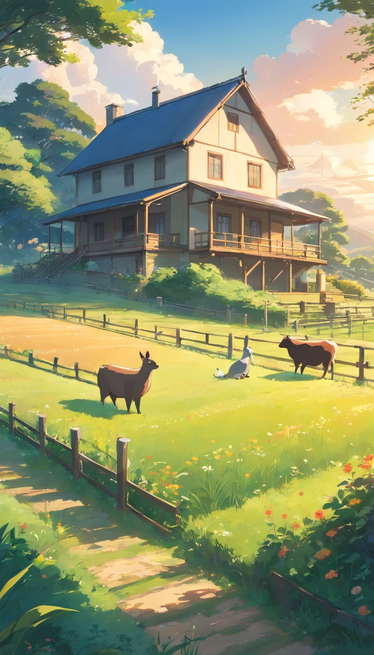 A wonderful house in the countryside with a big farm with all the animals and stunning scenery