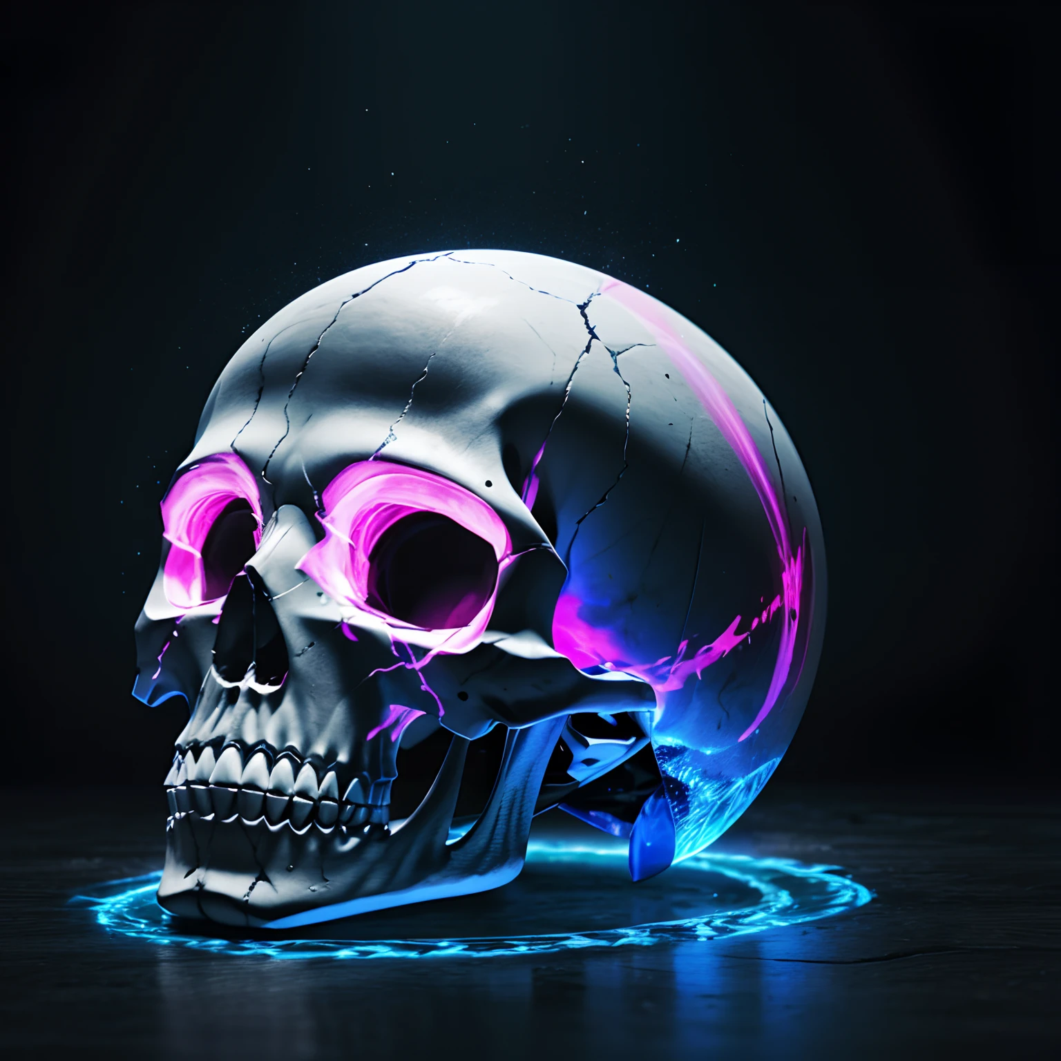 Holography skull , raw style