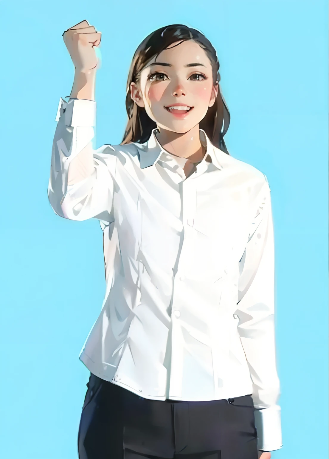 A beautiful girl,Smile clench your fists and cheer,High-quality portraits
