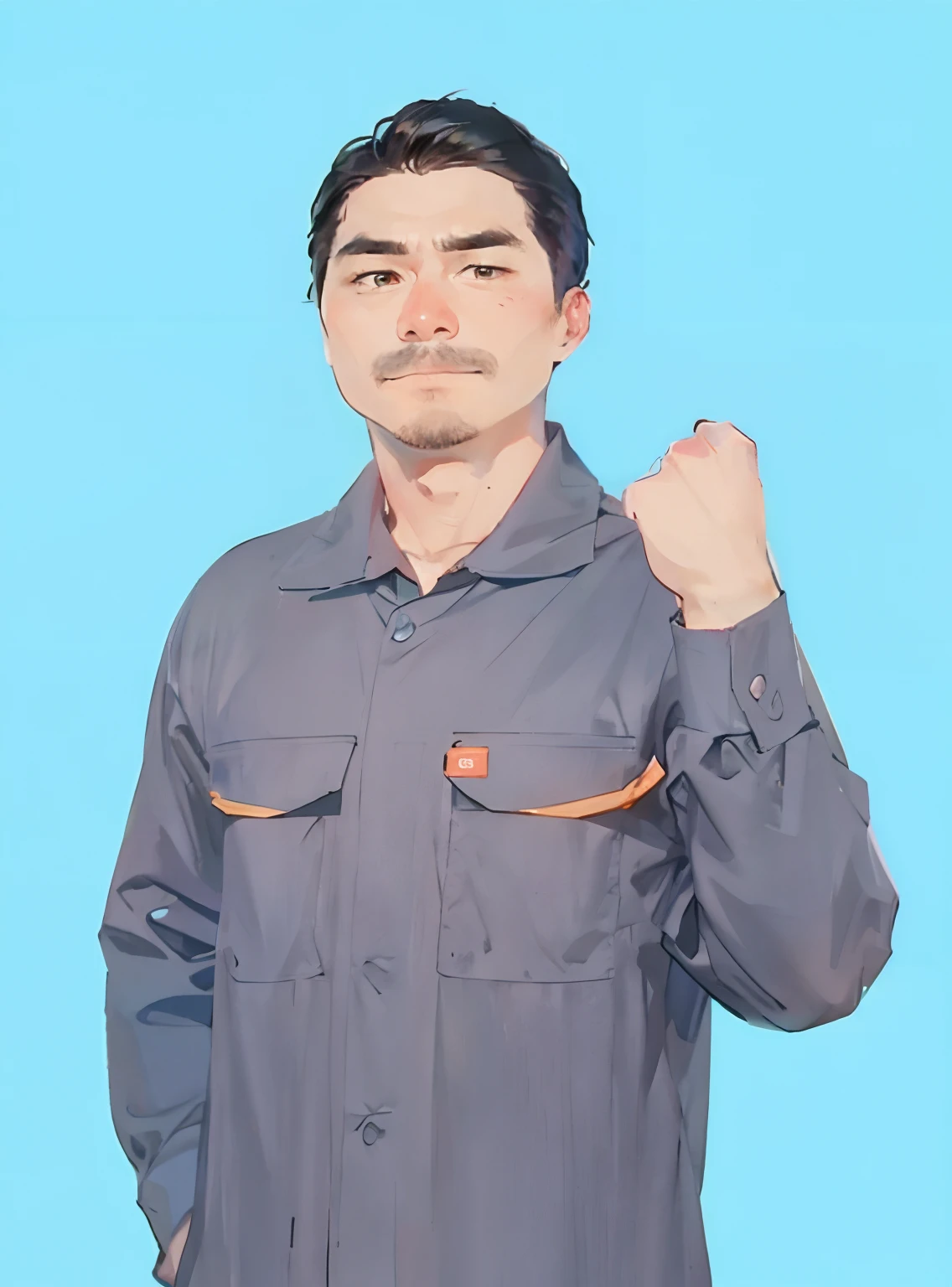 A handsome male worker,Clench your fists and cheer,High-quality portraits