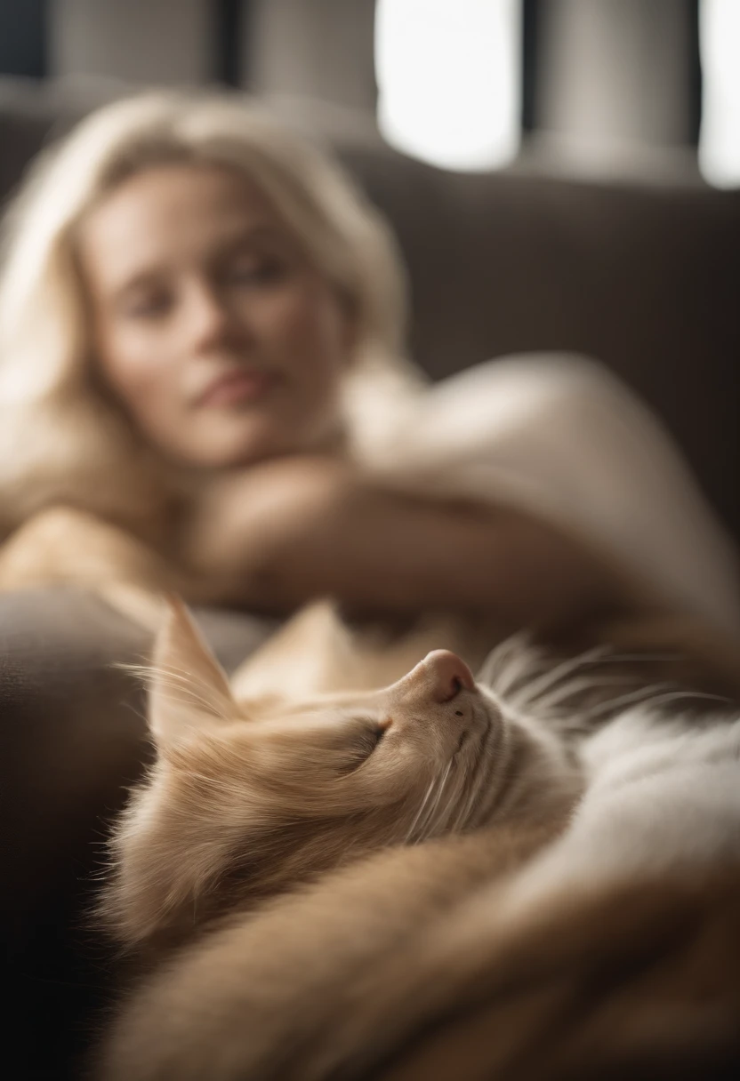 Realistic combed hairpiece, lying on the table, Fully shown in the frame, tucked into the tail, The view should be from above, Its color is warm blonde, The lighting is cool white, No need to use a person in the frame, Only hair lying on the table