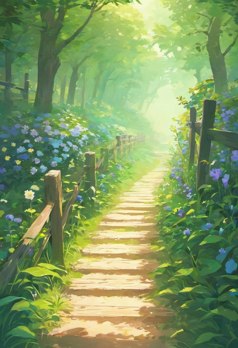 painting of a cottage, flowers beside of fence, fence along the road, mountain landscape with a lake and a boat, illustration matte painting, inspired by Thomas Kinkade, symmetric matte painting, detailed scenery , style raw, 8 k ultra detailed, environment design illustration, scenery art detailed, Seaside view, concept-art, 4k highly detailed digital art, 4 k digital painting, 4k digital painting, stunning digital illustration, Desert background, digital painting concept art, Detailed digital painting