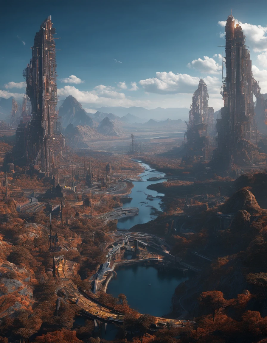 Map of the fantasy continent，In the middle of the map magma are a lot of walnut tips,The hills formed, The mountain peaks are towering，To the east is a forest