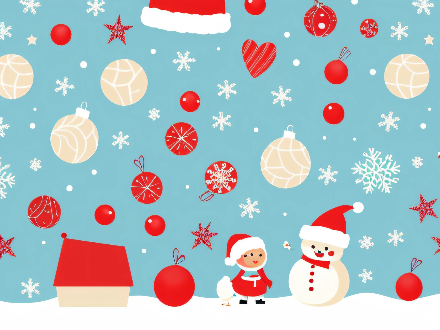 Christmas wallpaper for Instagram, in the style of charming character illustrations, Light blue and beige, lit child, Reference painting, Cranberry pits, Original characters, White background