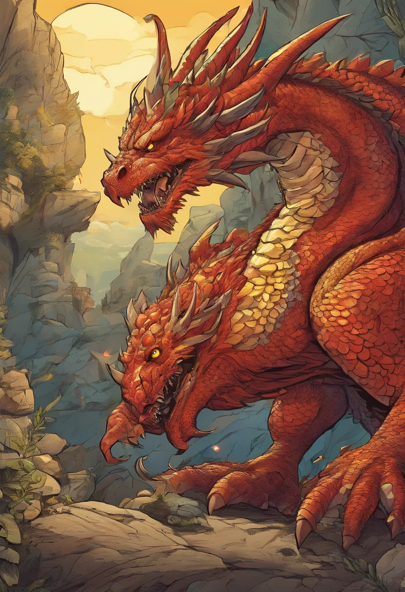 A giant giant dragon with a super obese body
Crimson scales
Super huge soft light yellow belly with a large amount of subcutaneous fat stored
Lying on his back in a dark cave full of gold and silver treasures
Digital Art