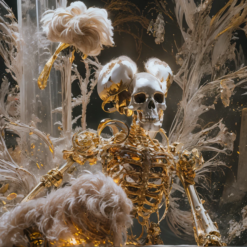浅橘Skull 32K,Phoenix Immortal Demon Skeleton Realm, Chance encounter with Liu Hanshu,tmasterpiece, Better quality, Still photography,Muppet skeletons,There are terriers,Linen coarse cloth skeleton holding a puppet triceratops skeleton,The animal images are super vivid and cute,sprout,intelligent,Crayon texture light skeleton,200 Creativity,depth of fields,Puppet skeletons with orange-red furry,National style crystal skeleton circle,Flying nine-tailed fat skull flame ethereal toad star,Golden-black damask white rabbit fur bra,Fuchsia pink diamonds, Tulle burgundy diamond shin guard,Red Crystal Skull Explosion 1:900 miniatures,Front view,Pure transparency,Wear boxing gloves,Ice is permeable to gas,Film light and shadow,Panorama ultra-wide angle,extremely happy,The texture of the real person is delicate,Strong visual impact,Hyper-detailing,Dream crystal skeleton,Refined face,prettyeyes,high saturated,Wear reflective sunglasses with a thick gold thread,crystal-clear,Good sense of perspective,Light and shadow effects,16K smooth,The surface is not well lit,Fluttering black hair crystal skeleton,((Crystal skeleton))