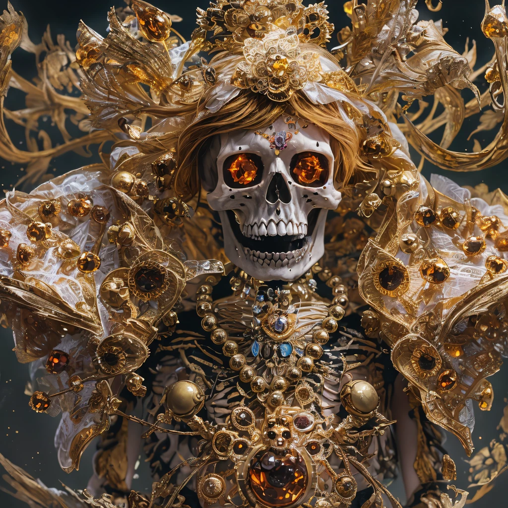 浅橘Skull 32K,Phoenix Immortal Demon Skeleton Realm, Chance encounter with Liu Hanshu,tmasterpiece, Better quality, Still photography,Muppet skeletons,There are terriers,Linen coarse cloth skeleton holding a puppet triceratops skeleton,The animal images are super vivid and cute,sprout,intelligent,Crayon texture light skeleton,200 Creativity,depth of fields,Puppet skeletons with orange-red furry,National style crystal skeleton circle,Flying nine-tailed fat skull flame ethereal toad star,Golden-black damask white rabbit fur bra,Fuchsia pink diamonds, Tulle burgundy diamond shin guard,Red Crystal Skull Explosion 1:900 miniatures,Front view,Pure transparency,Wear boxing gloves,Ice is permeable to gas,Film light and shadow,Panorama ultra-wide angle,extremely happy,The texture of the real person is delicate,Strong visual impact,Hyper-detailing,Dream crystal skeleton,Refined face,prettyeyes,high saturated,Wear reflective sunglasses with a thick gold thread,crystal-clear,Good sense of perspective,Light and shadow effects,16K smooth,The surface is not well lit,Fluttering black hair crystal skeleton,((Crystal skeleton))