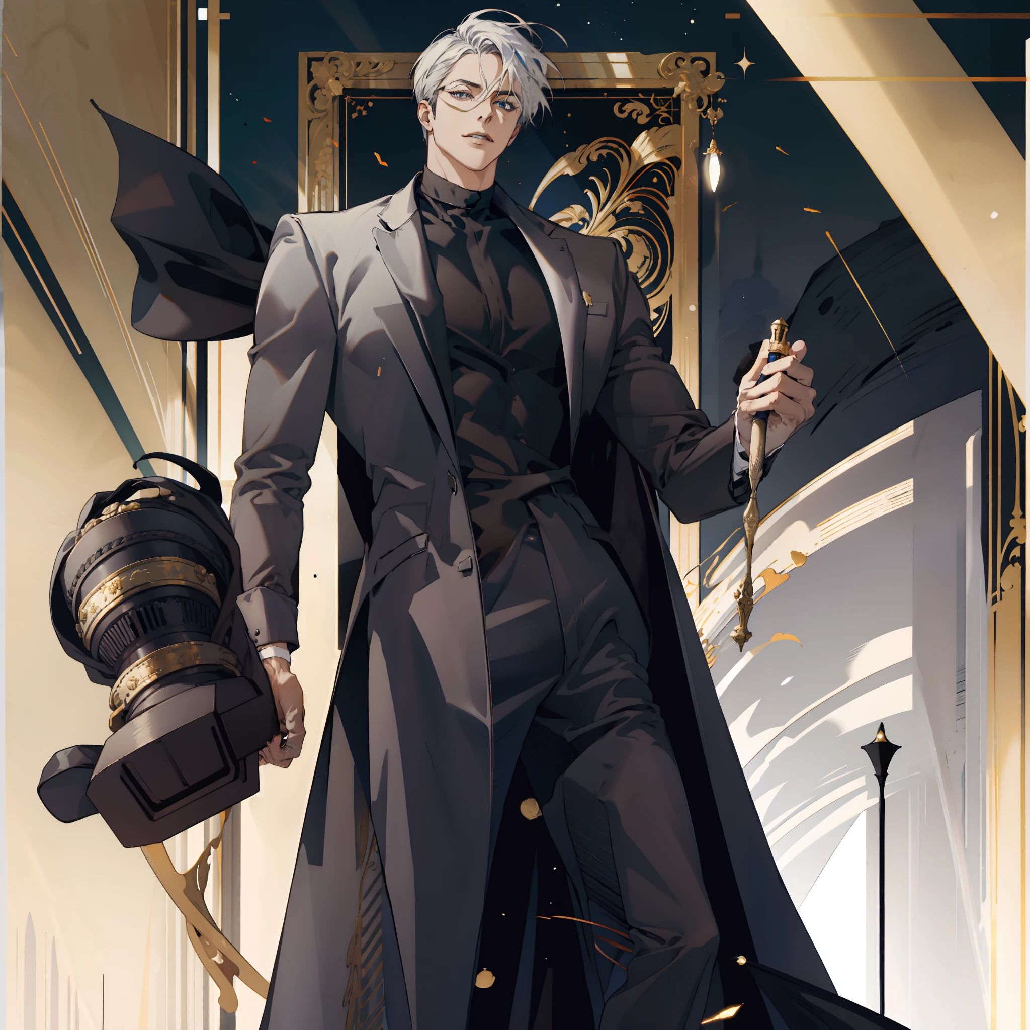 With a scepter in his hand
