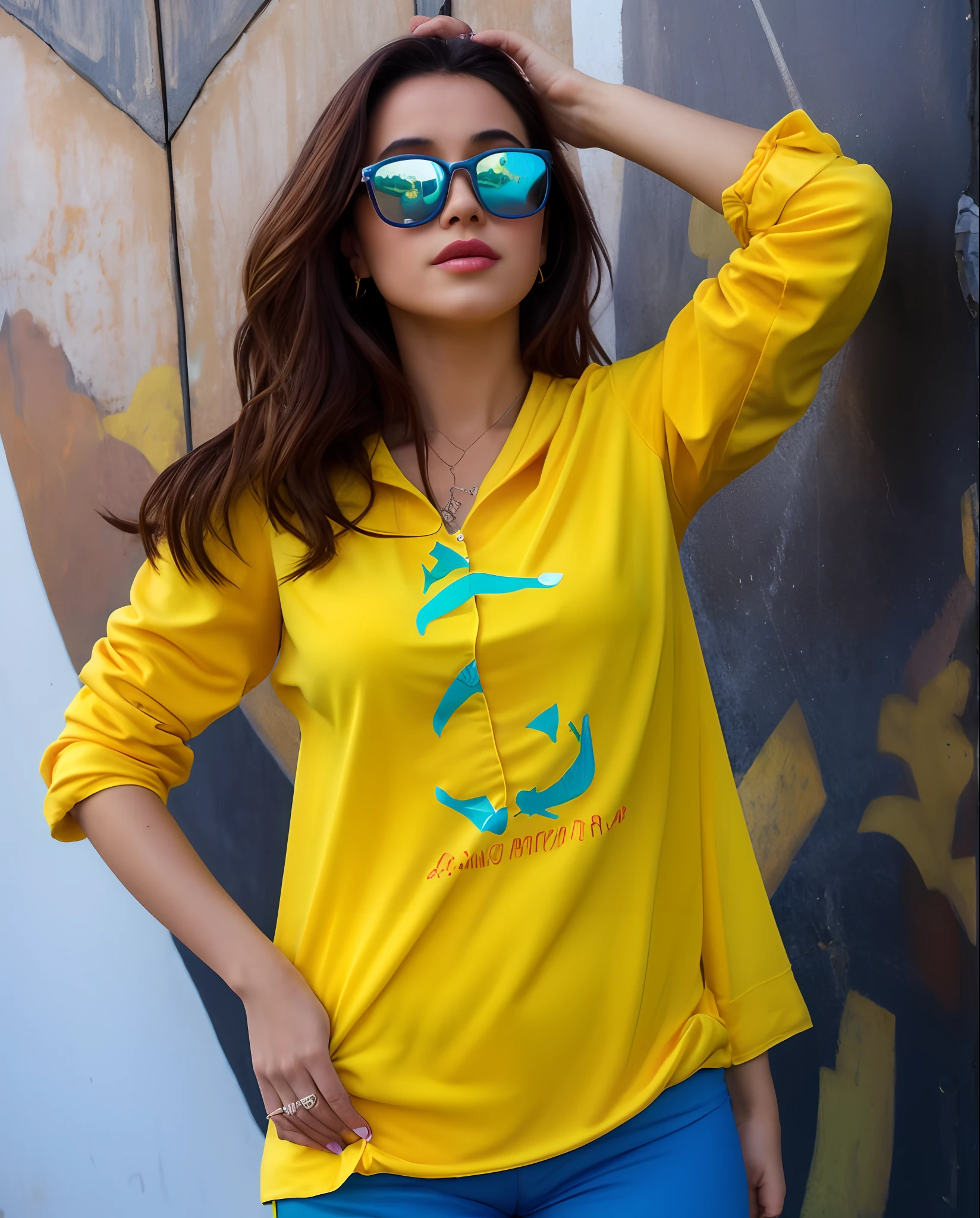 Mulher com capuz amarelo encostada em uma parede, usando um capuz amarelo, Hodie Mihi Cras Tibi, Roupas amarelas, amarelo brilhante, 3 4 5 3 1, estilo brilhante, menina vestindo capuz, explorador da mulher do capuz, usando um capuz azul neon, Capuz, mulher amarela bonita, Ekaterina, lindo, (((amarelo)))
