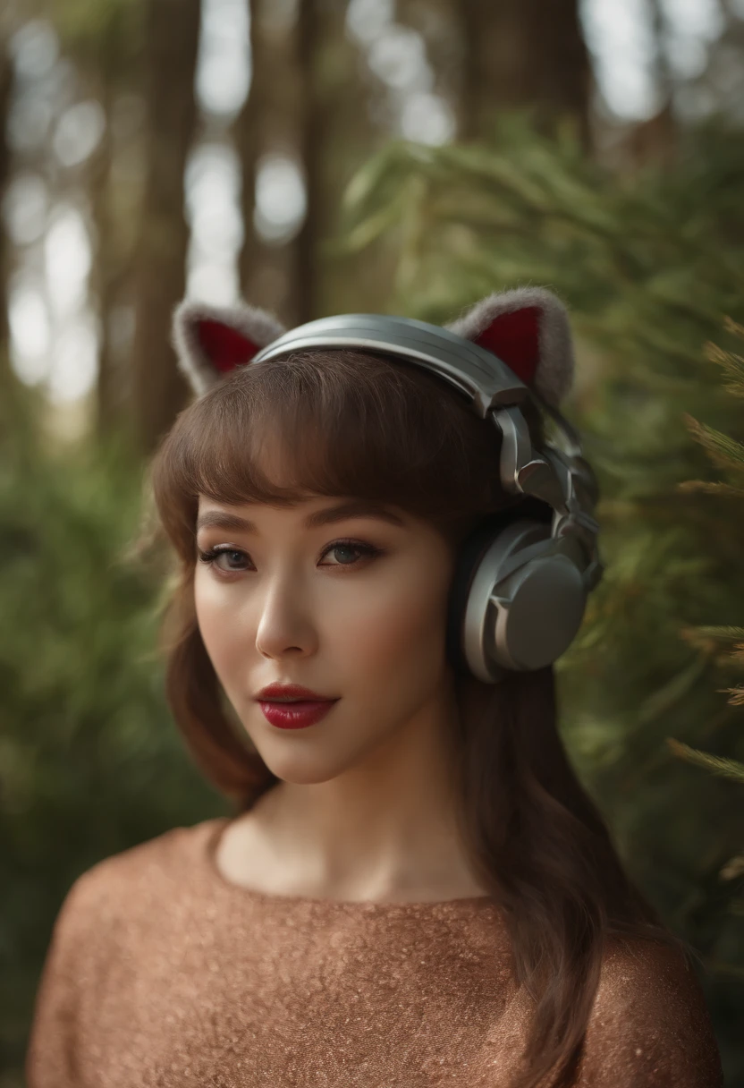hair bobbles, wince, longeyelashes, solid circle eyes, fake animal ears, ear blush, fang, drop shadow, anaglyph, stereogram, tachi-e, 8k, super detail, ccurate, best quality, UHD, super detail, textured skin, high quality