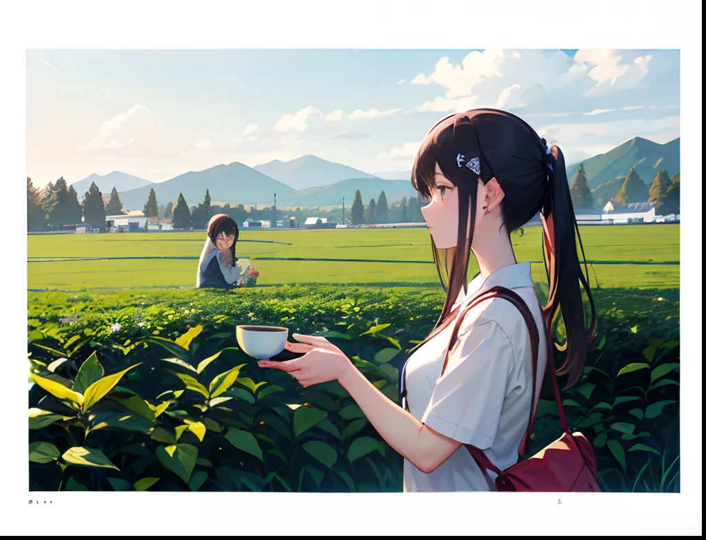 personification、Woman picking tea