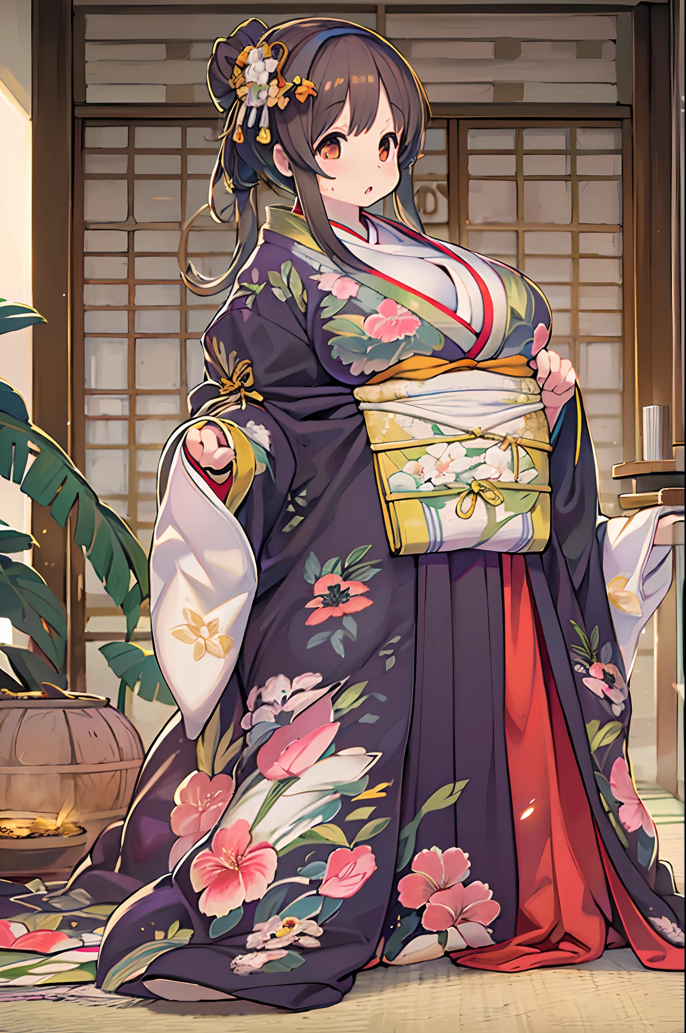 Higres,nsfw,{{Masterpiece}},{best quality},{extremely detailed},{beautiful detailed cute face},{extremely detailed eyes},{beautiful detailed shadow},{hyperealistic},1girl,mature female,ahoge,sparkling eyes,ankle ribbon,(cheongsam,chinese dress:1.5),huge breasts,blunt bangs,green hair,covered nipples,purple eyes,shiny hair,shiny skin,blush,happy,naughty face,long hair,breasts bigger than head,huge breasts,curvy body,curvy female ,lactation,thighs,thick thighs,ass visible throught thighs,solo,zettai ryouiki,full body,standing,(huge breasts:1.55),(masterpiece:1.2),(highly detailed),(best quality:1.2)