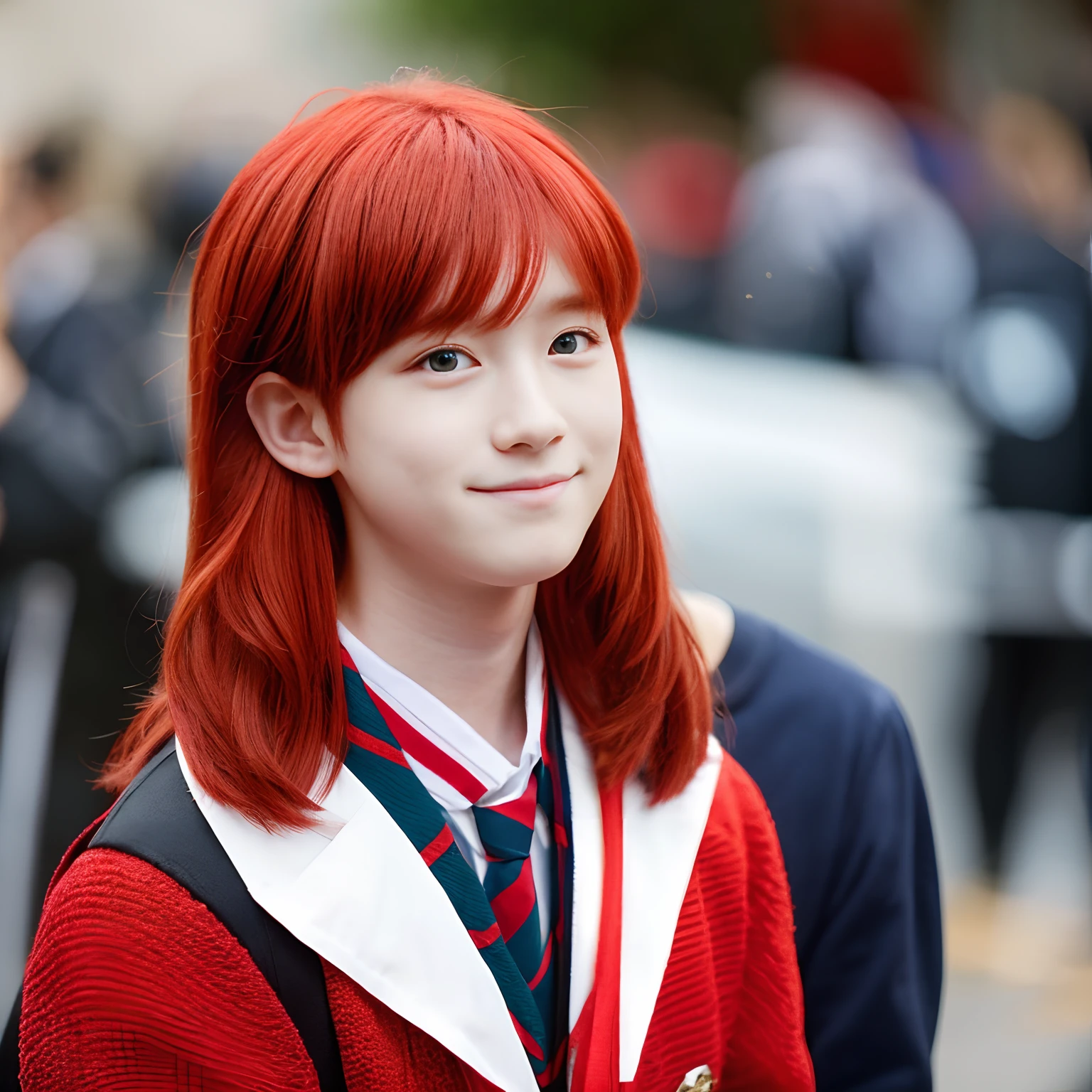 Red-haired a high school boy cute little Right Divider bobhair