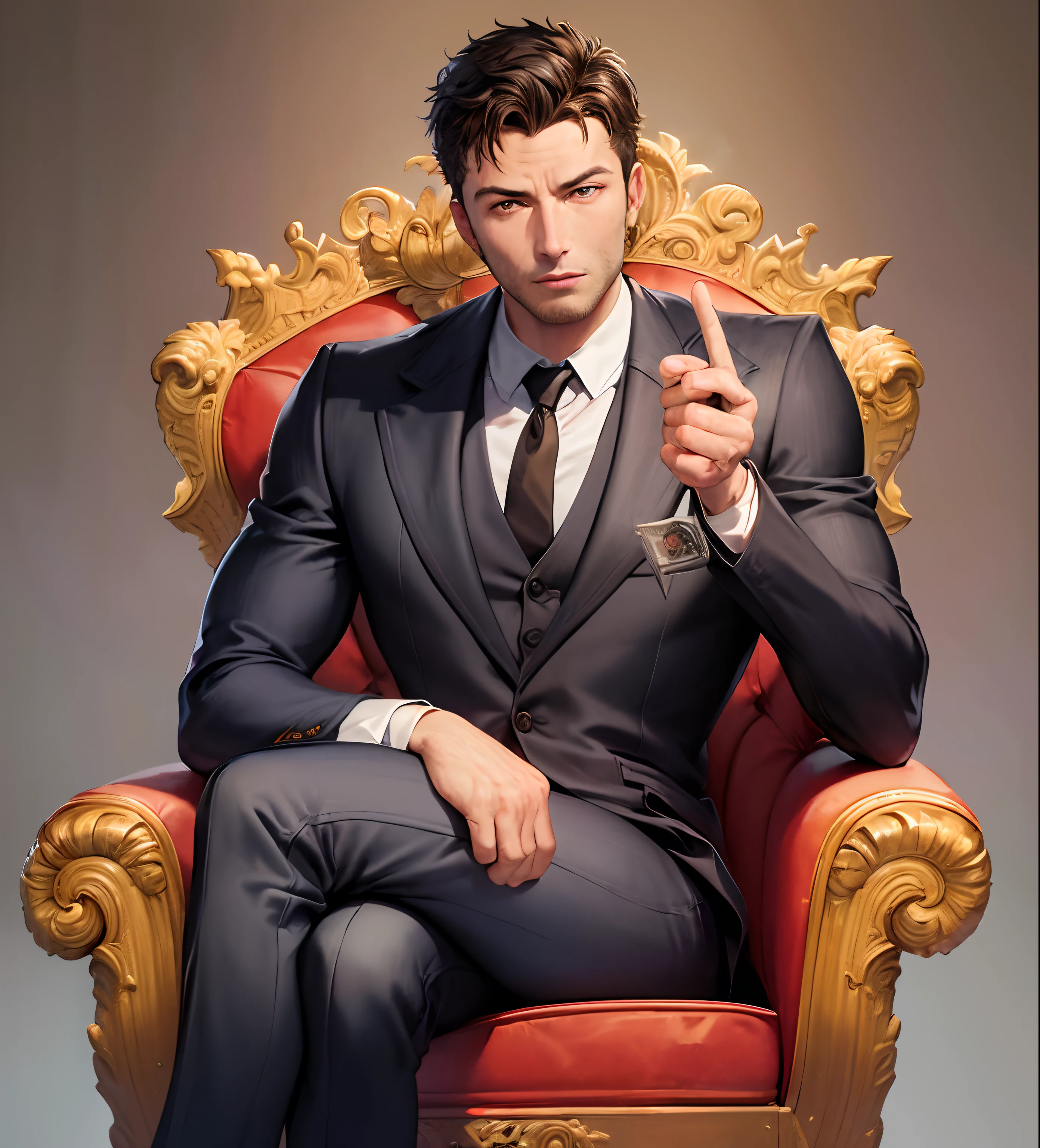 ((best quality)), ((masterpiece)), (detailed), a young man, wearing black suits, big dick