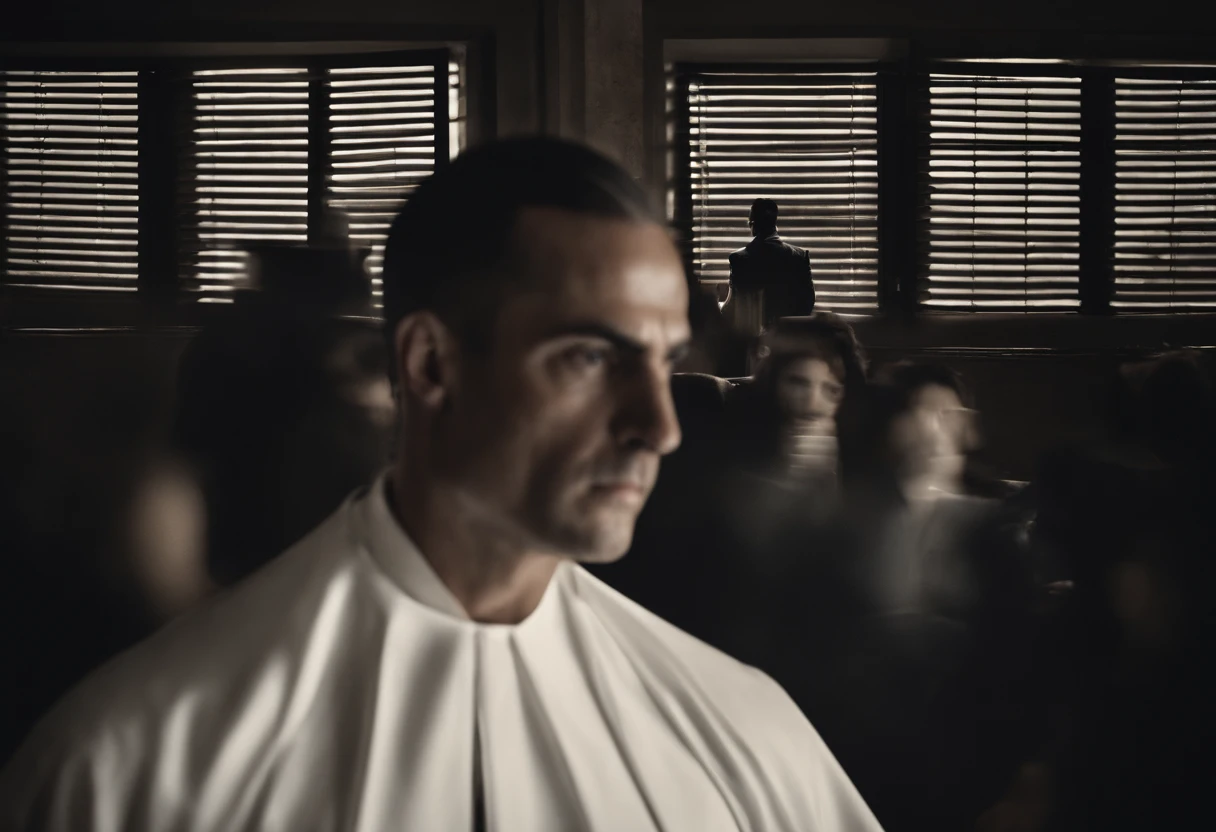 "Crie uma imagem que represente a figura de um Anticristo, Placing only one Antichrist in the image in a modern context. The Antichrist is portrayed as a charismatic and attractive individual, com cabelo bonito e um rosto curto bonito, O Anticristo com um palito. A imagem deve se concentrar nisso ( pessoa) somente em ((Uma pessoa)), Who is in a modern city environment with a blurred background. O Anticristo exala uma aura de poder e encanto, que atrai as pessoas para ele. Contudo, there is an underlying sense of darkness and opposition to God in their behavior. The image should convey the contrast between its external beauty and the dark features associated with the concept of Antichrist."