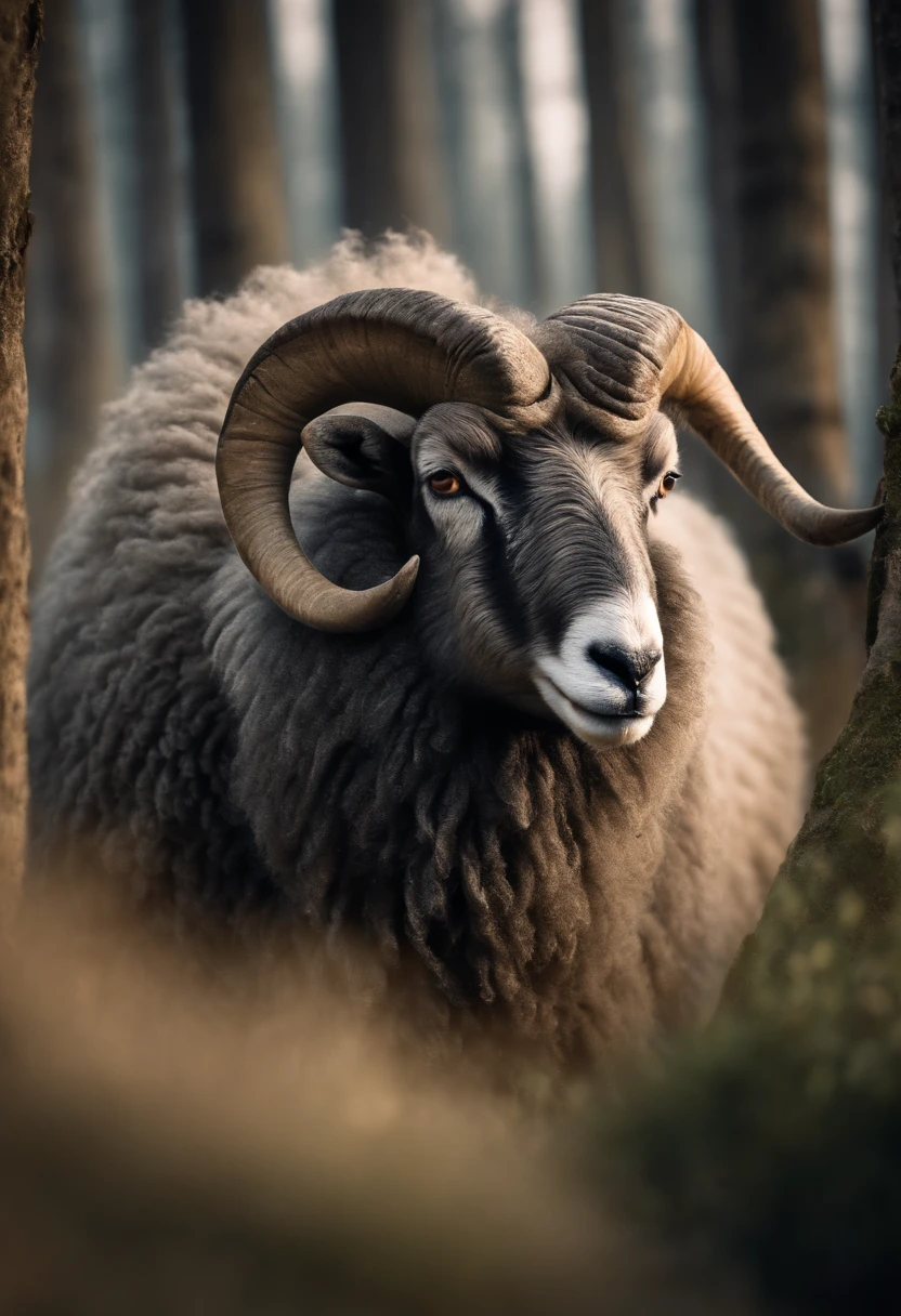 A huge wild gray sheep protecting a man
(masterpiece: 1.5) (photorealistic: 1.1) (bokeh) (best quality) (detailed skin texture pores hair: 1.1) (intricate) (8k) (HDR) (wallpaper) (cinematic lighting) (sharp focus )