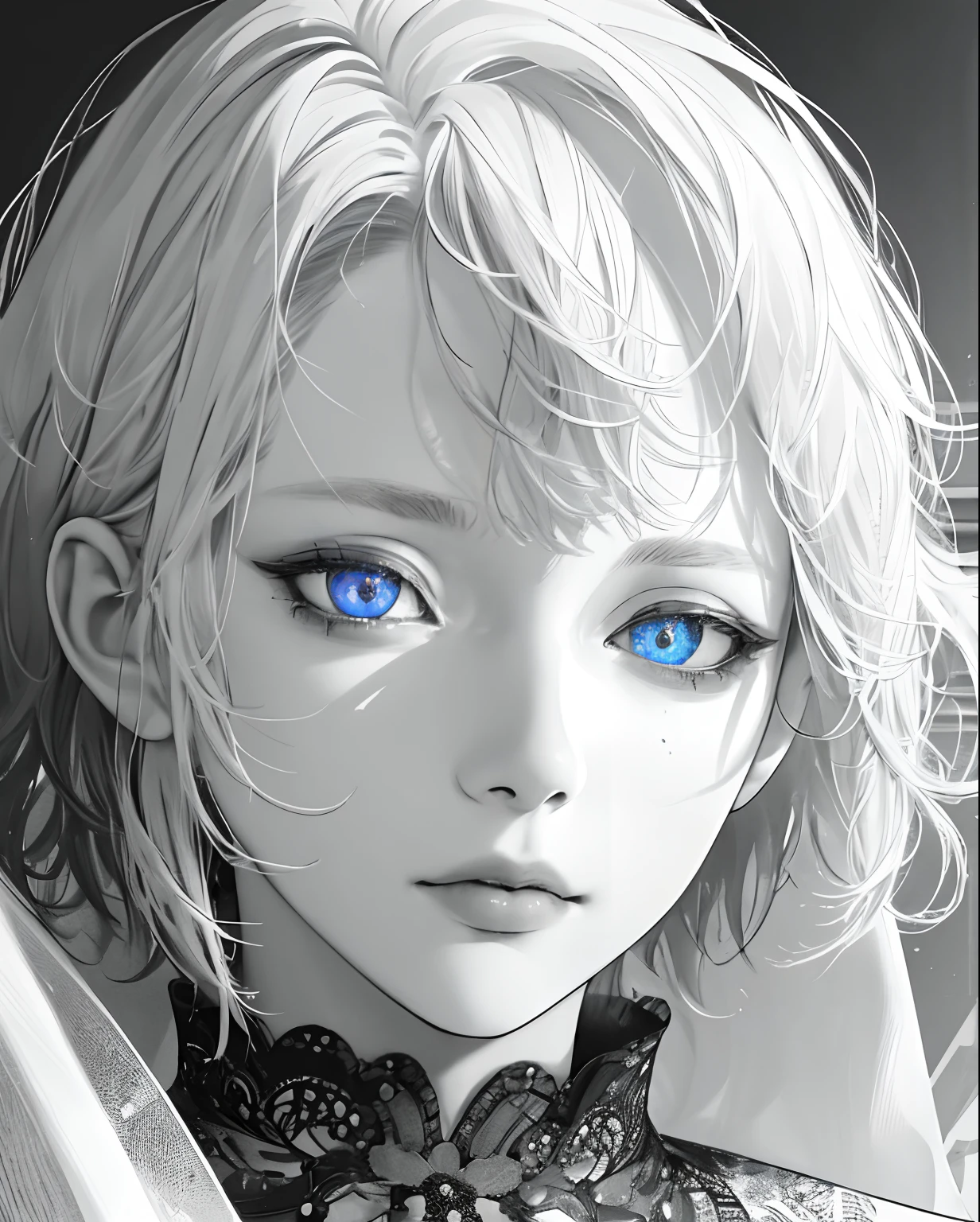 (absurd, highres, ultra detailed), 1girl, mature woman, complex details, enlarged textures, complex details, finely detailed eyes and detailed face, intricate details, white hair, (closed mouth), perfect eyes, equal eyes,