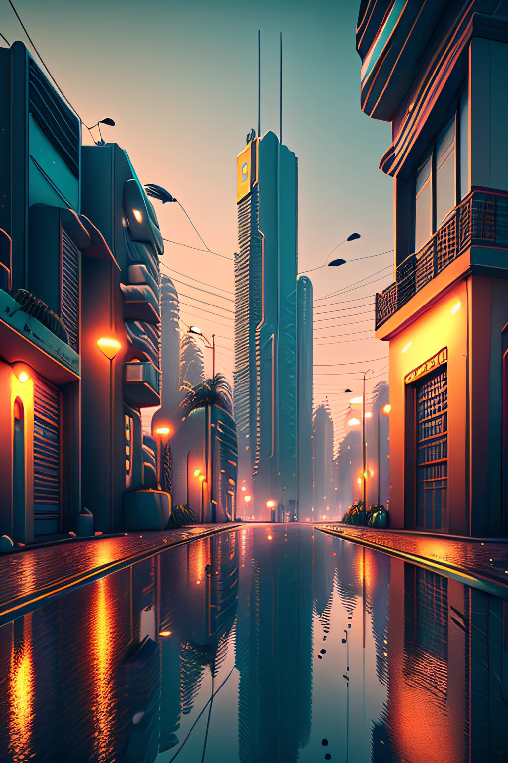 Make an art of an ultra-realistic cyberpunk city, 4k, noite, chuva