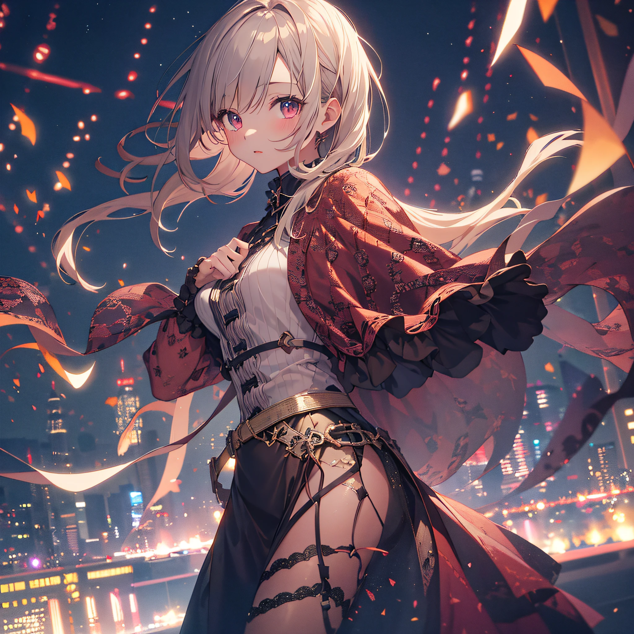 ultra detailed game CG, (High resolution:1.1),(absurderes:1.1), 1girl in, , dance,Solo, Simple Anime, nightcity, Overlooking the night view from a height