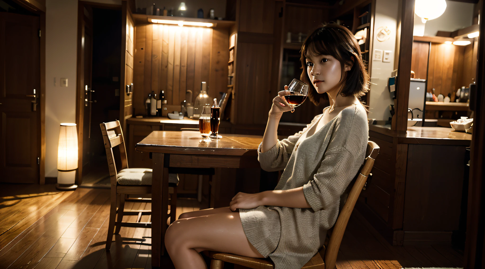 In a quiet night,One person sits alone in the moonlight。He sat on a quaint wooden chair,Quietly gazing at the bright moon in the distance。He held a wine glass in his hand,The amber liquid in the cup fluctuates slightly。Moonlight shines through the surface of the wine glass,Cast the reflection of a full moon,Like a lonely shadow。 The figure of this person appeared lonely and silent,All around was his mingling with the moonlight。His face revealed a thoughtful expression,It's as if contemplating all kinds of life。He is out of step with the world,Choose to sit alone in this quiet corner,Enjoy the wonders of solitude。 The picture embodies the atmosphere of loneliness,At the same time, it also shows a person's thinking about self and inner monologue。He is accompanied by moonlight,Toast to drinking,As if in dialogue with yourself,Find inner peace and answers。