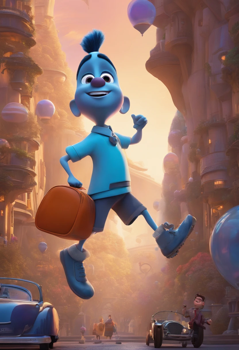 A futuristic dream architect inspired by Pixar animation, up close. The character takes center stage with captivating  expressions, offering a touch of unreality.