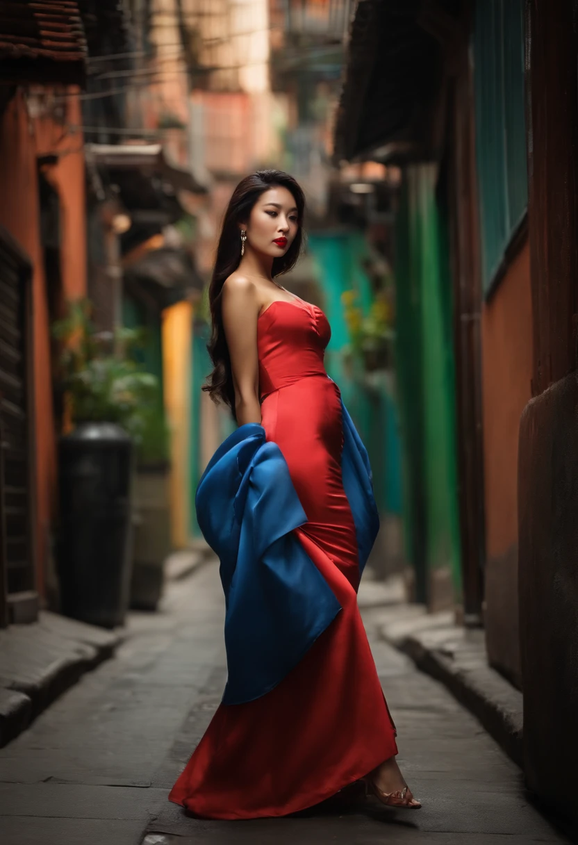 photographers shotting an asian model in street alley