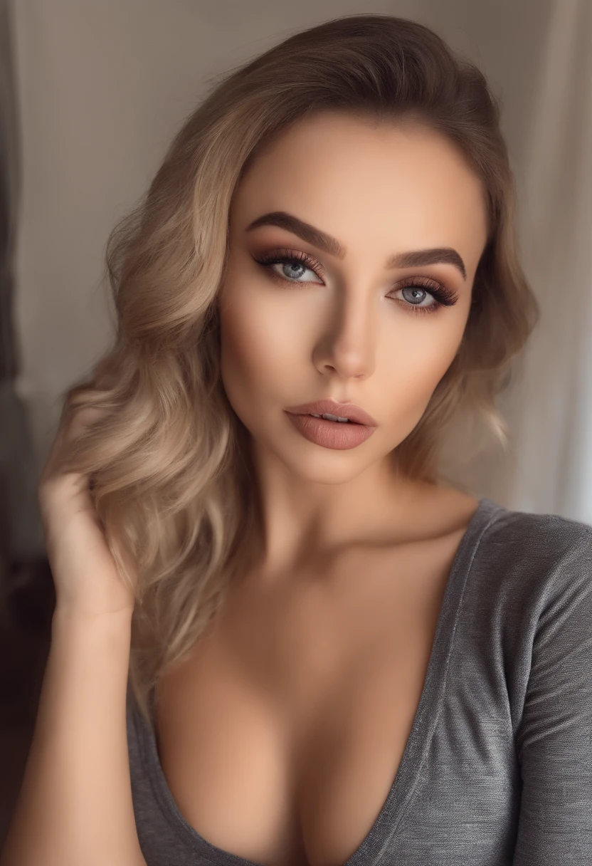 Arafed woman with matching tank top and panties, Sexy girl with brown eyes, portrait sophie mudd, blonde hair and large eyes, at the club, Selfie einer jungen Frau, Augen im Schlafzimmer, Violet Myers, ohne Make-up, Natural makeup, Blick direkt in die Kamera, Gesicht mit Artgram, dezentes Make-up, Stunning full body shot, im Schlafzimmer, Spaltung, selfie