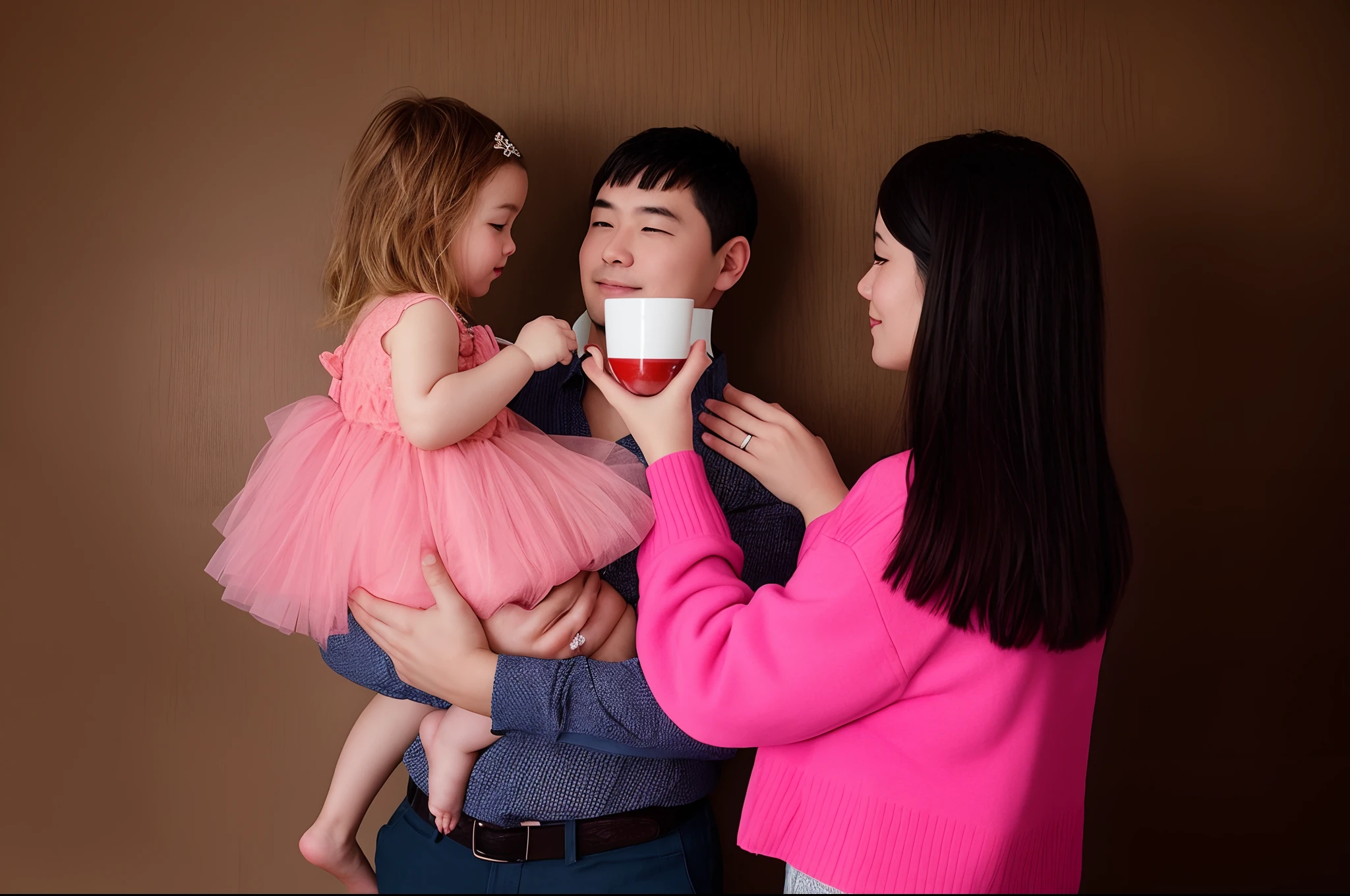 Woman with baby in her arms and man with cup, Portrait of a family of three, family photo, Happy family, Family Photography, holiday season, promotional photo, photo of a beautiful, a  photo of a, made on Nikon D 7 5 0, a  photo of a, made on Nikon D750, a family portrait, 1614572159, photoshooting