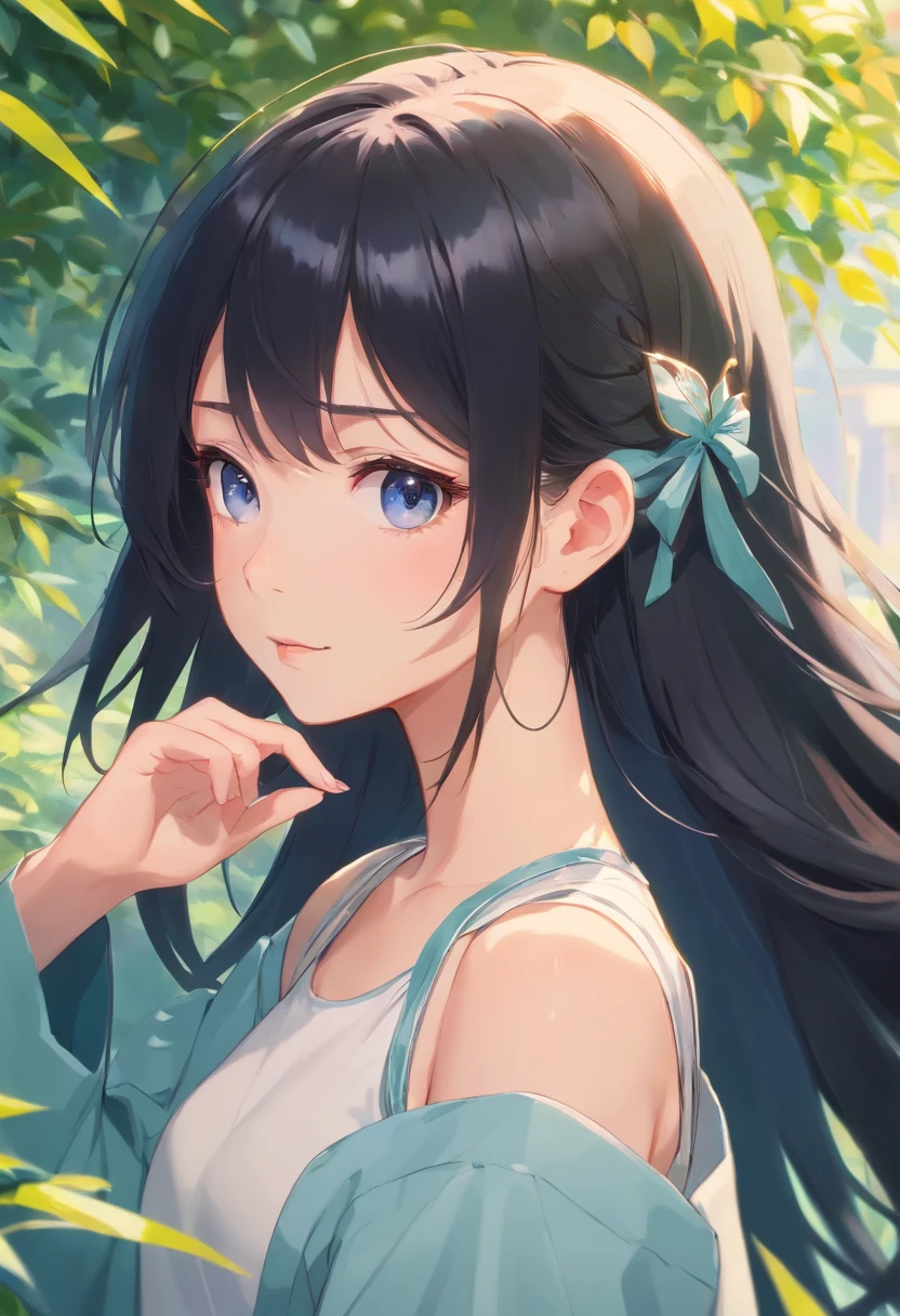 high high quality，tmasterpiece，A masterpiece，Delicate portrayal of facial features，Delicate hair portrayal，Delicate eye portrayal，4k画质，Gorgeous Light and Shadows，dingdall effect，Halo，Gorgeous scene，intricate detailed clothes，锁链，feater，tmasterpiece，The best quality，The illustrations are super detailed，beautidful eyes，Very delicate light，Fine luminescence，very fine 8KCG wallpaper，Black colored eyes，Black pupils，An extremely delicate girl，Long flowing black hair，Gentle eyes，Beautuful Women，Ambient light，Light，the detail，high qulity，A masterpiece，Epic，The proportions are correct，quadratic element