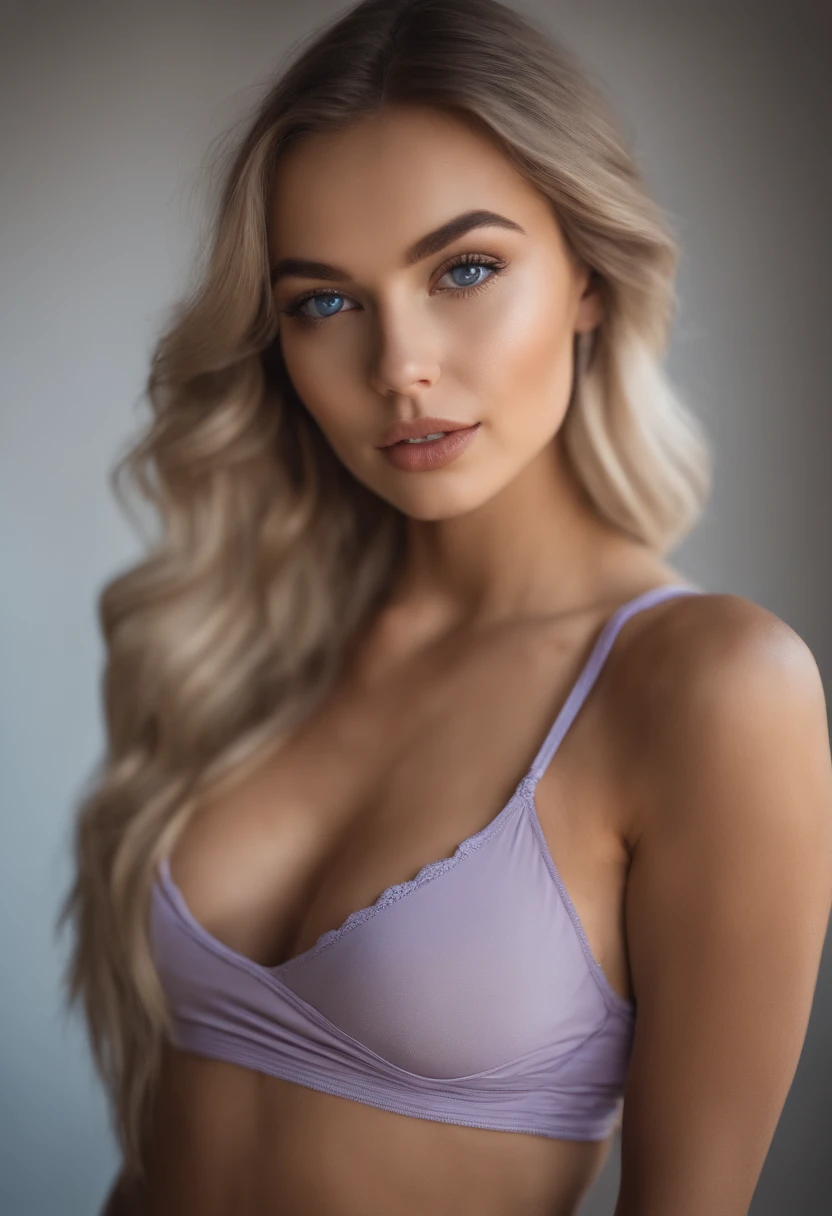 woman with matching tank top and panties, Sexy girl with blue eyes, portrait sophie mudd, portrait corinna kopf, blonde hair and large eyes, Selfie einer jungen Frau, Augen im Schlafzimmer, Violet Myers, ohne Make-up, Natural makeup, Blick direkt in die Kamera, Gesicht mit Artgram, dezentes Make-up, Stunning full body shot, im Schlafzimmer, Spaltung