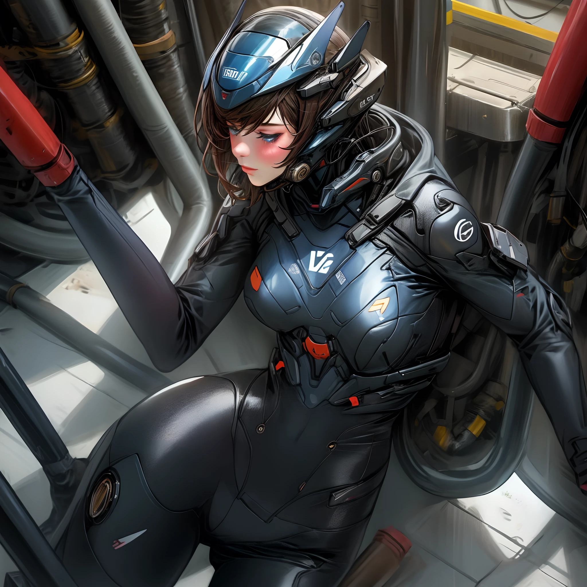 ((gothic vampire piloting in gothic spacecraft)), (((retro anime))), ((from below)), (120 fov), ((((gothic control panels)))), ((mature)), ((gothic)), (iridescent bodysuit), lace accessories, ((pilot seat)), ((((lying back)) pose)), ((elegant)), (((serious tone))), futuristic, ((cockpit top control panel)), intricate control panel details, 1990s (style), [blushing], sweat, masterpiece, ((claustrophobic)), sparkles, limited colors, best quality, screens, ((pilot helmet)), ((hands on controls)), night, space