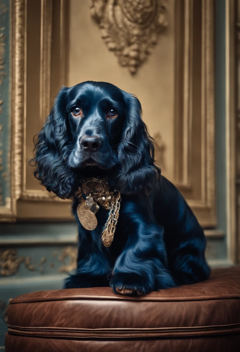 Create a Disney poster, with an English Cocker Spaniel in roan blue, dog, friend, faithful, companion with the title "TORINO", parading down a catwalk