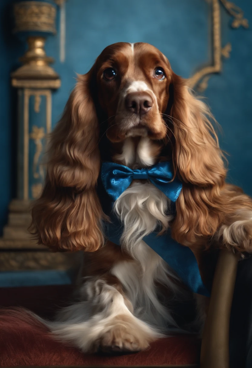 Create a Disney poster, with an English Cocker Spaniel in roan blue, dog, friend, faithful, companion with the title "TORINO", parading down a catwalk