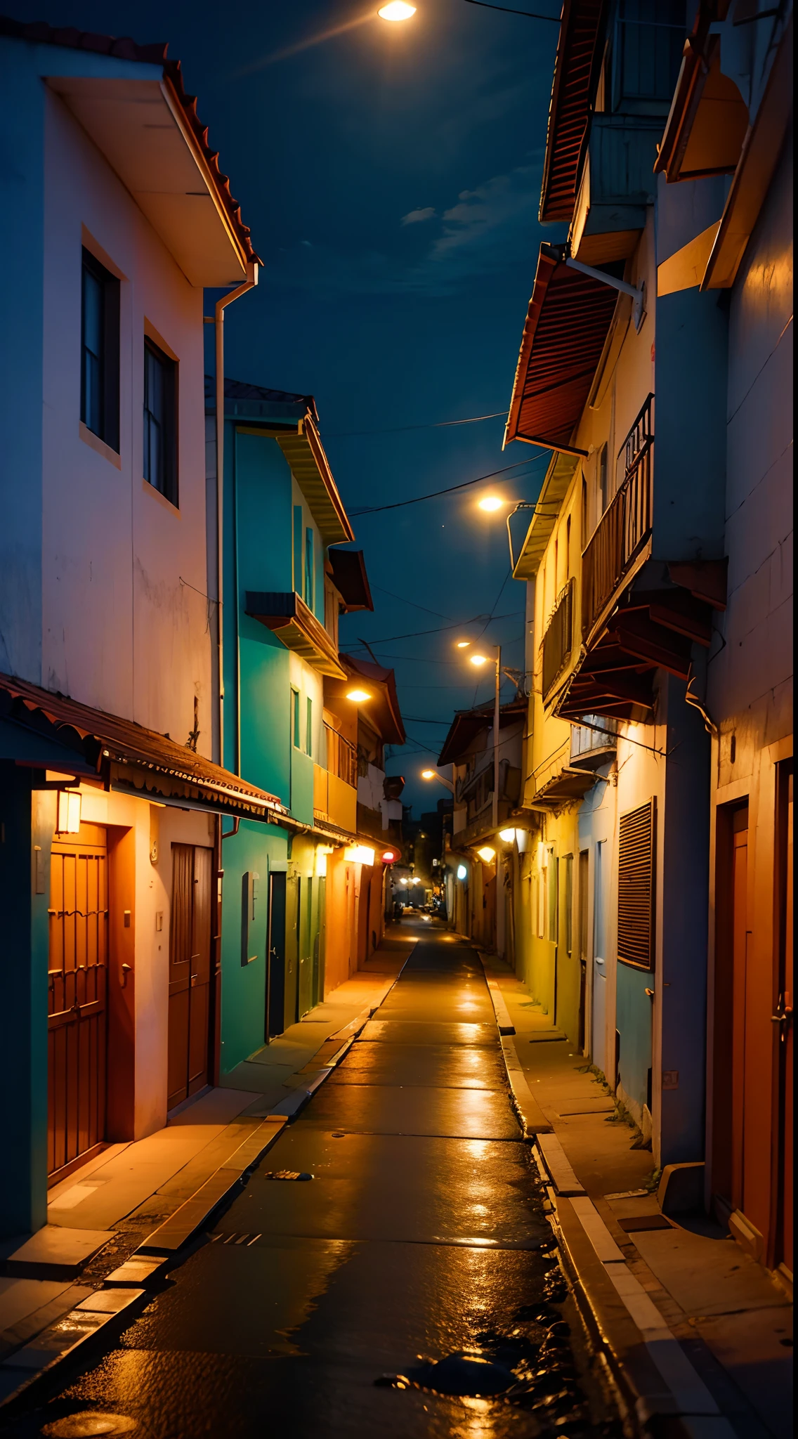 A street in the city of Florianópolis, a noite, beira mar, lua cheia.