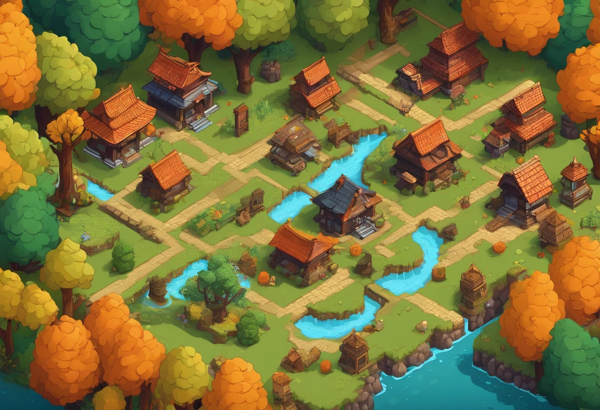 eight-bit, 8bit game, Pixel art, Japan RPG Battle Scenes, 80's games, DVDRip Games, 18 Forbidden Monsters, the woods,Autumn landscape,Small river,