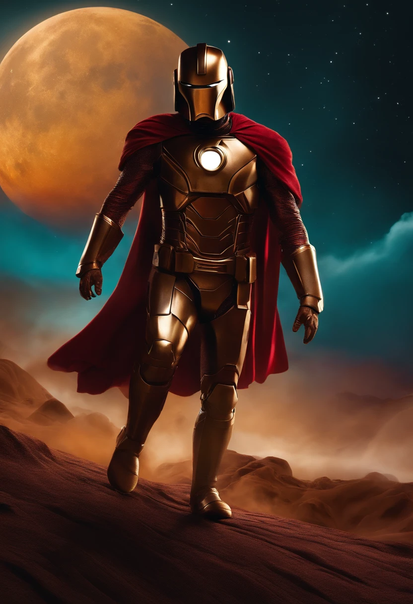homem de ferro voando em uma lua de chocolate