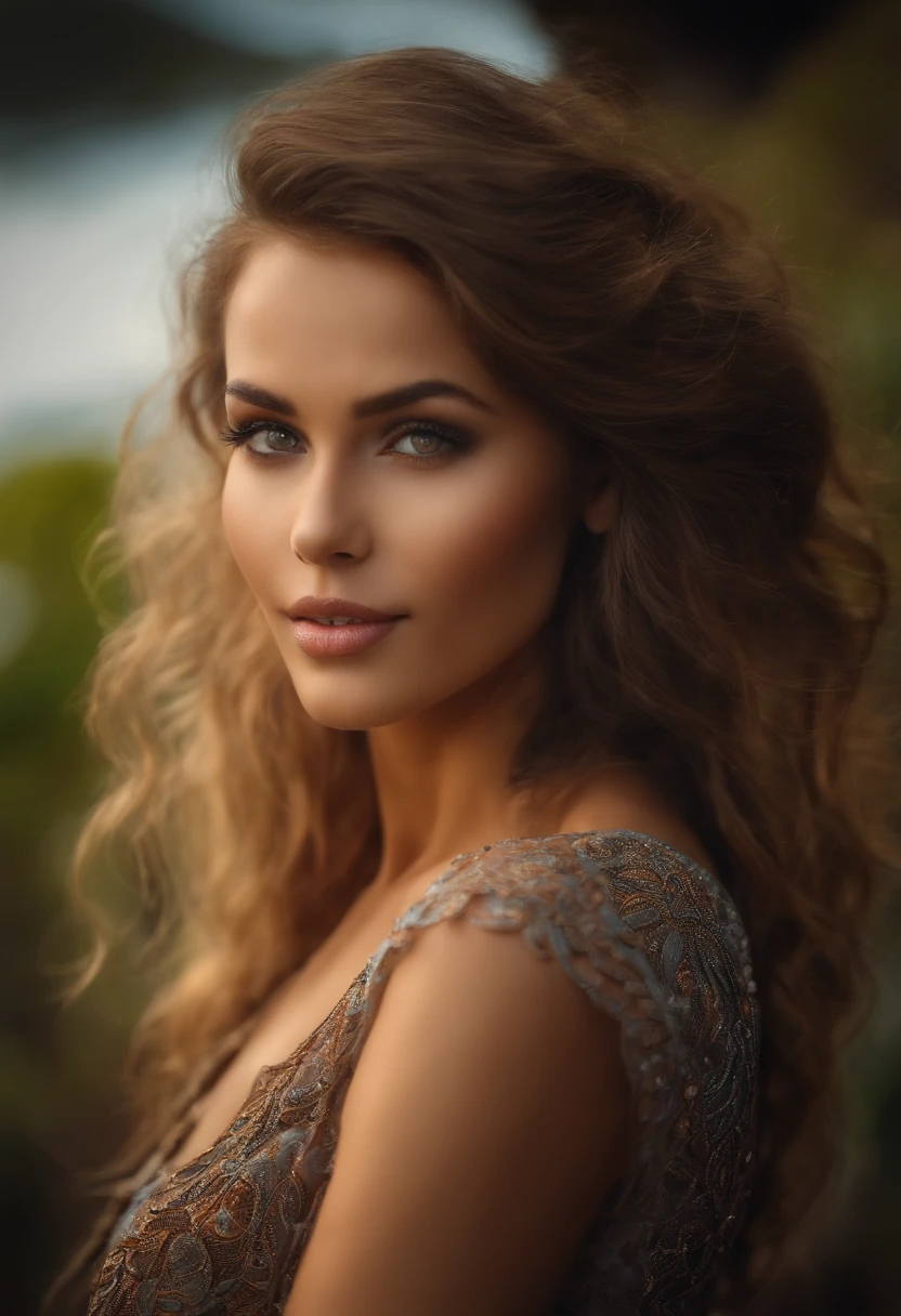 arafed woman with long hair and big hoop earrings posing for a picture, digital art by Antoni Brodowski, shutterstock, digital art, photo of a beautiful woman, soft portrait shot 8 k, portrait of a beautiful model, beautiful female model, beautiful young woman, attractive beautiful face, gorgeous attractive face, beautiful model girl, perfect face ), young beautiful woman