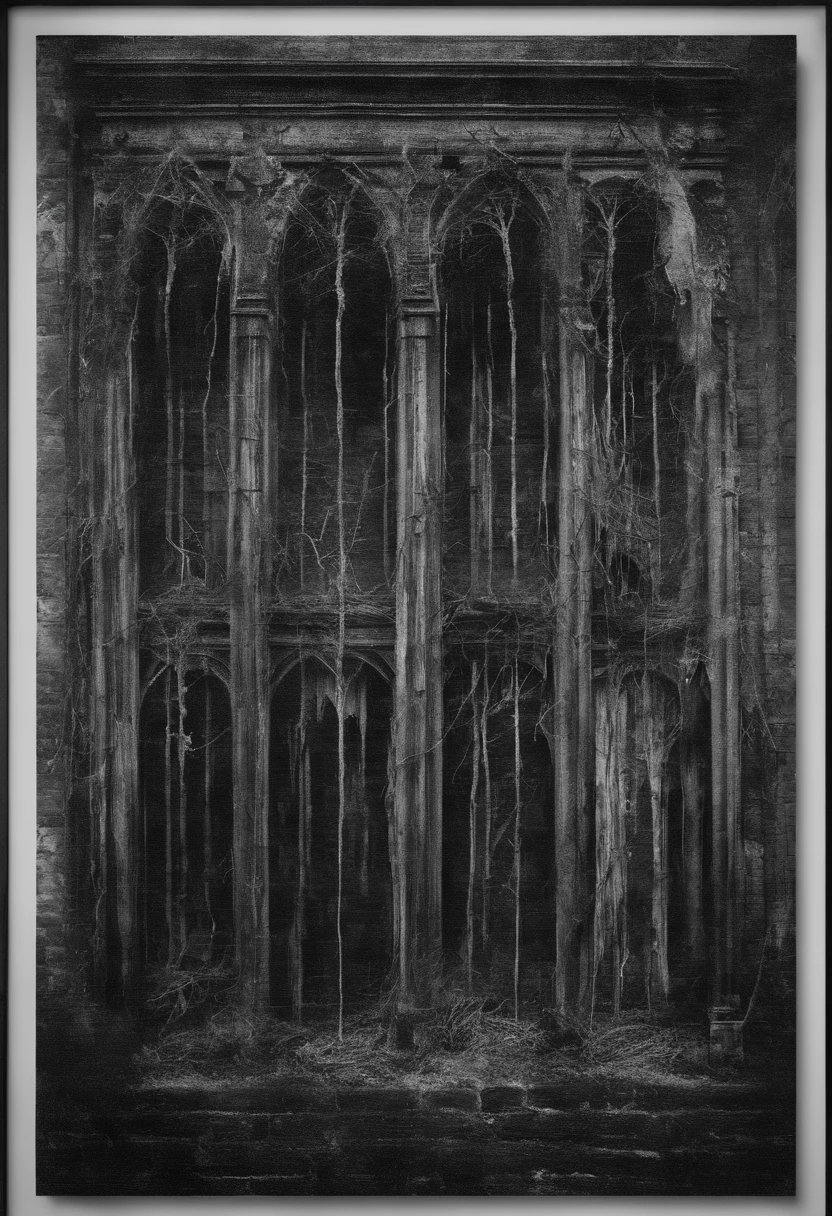 a wall full with blood black and white image