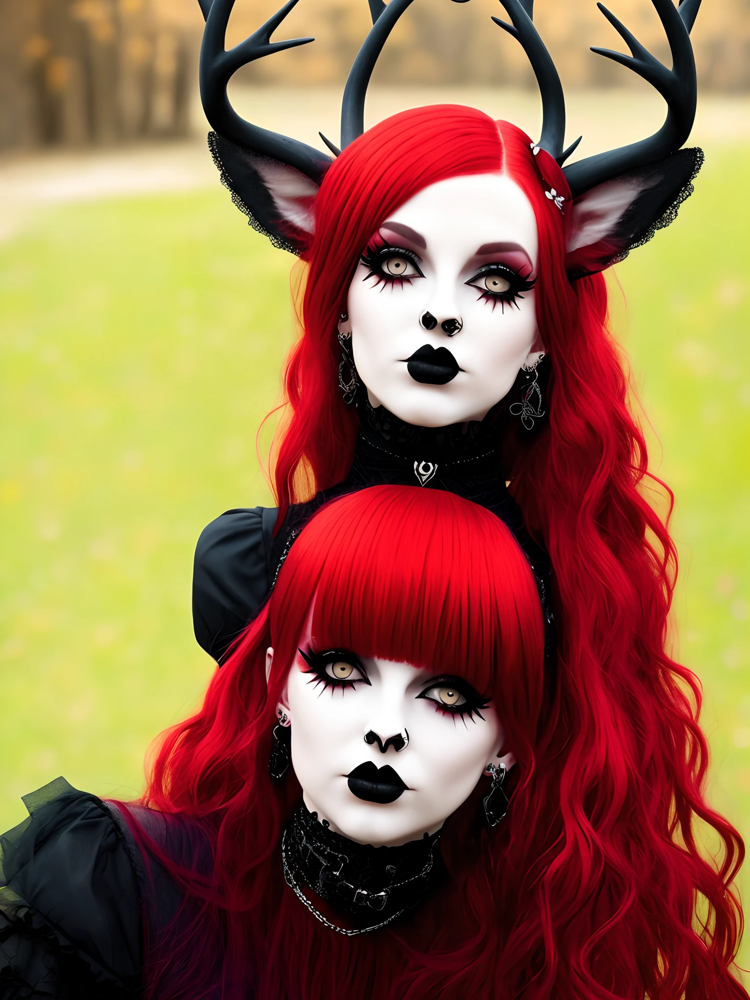 Goth deer girl red hair and peircings