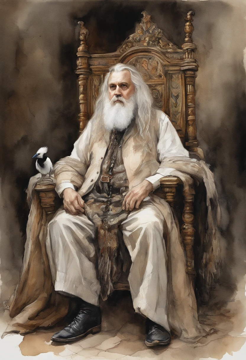 A wise, weathered sorcerer with long white hair, seated on a velvet-lined Cardelou chair, with a majestic Sonystr Crow perched on his shoulder.
Mystical atmosphere, muted colors, Composition enchanteresse, Appareil photo Canon EOS R5, Film Fujifilm Pro 400H, Objectif 85mm, Flou, Guillermo del Toro, Tim Burton, Terry Gillingham, Alexandre McQueen, Vivienne Westwood