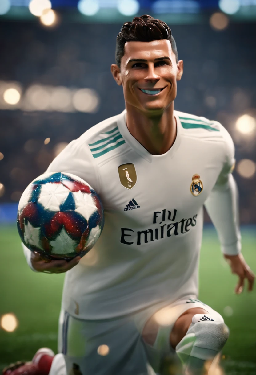 cristiano ronaldo,real Madrid suit,(pixar style) (masterpiece:1.2) (bokeh) (best quality) (detailed skin) (detailed texture) (8k) (claymation) (cinematic lighting) (sharp focus)