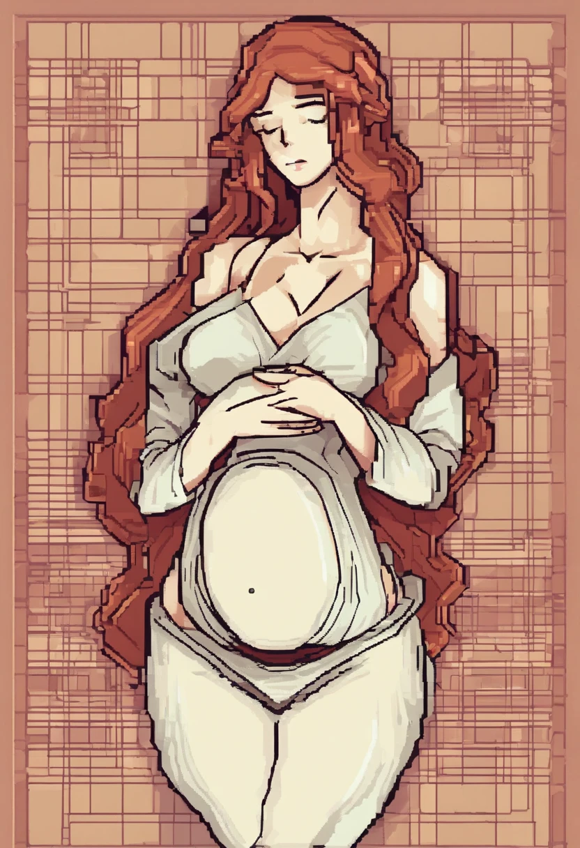 pixelart,Pregnant women have a big belly,revealing her belly