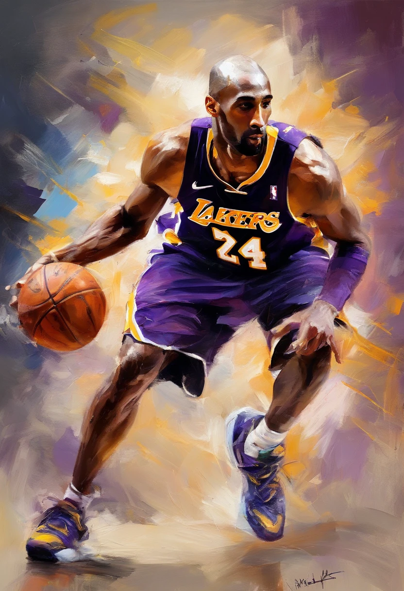Kobe Bryant dynamic basketball pose wearing hairy nike shoes