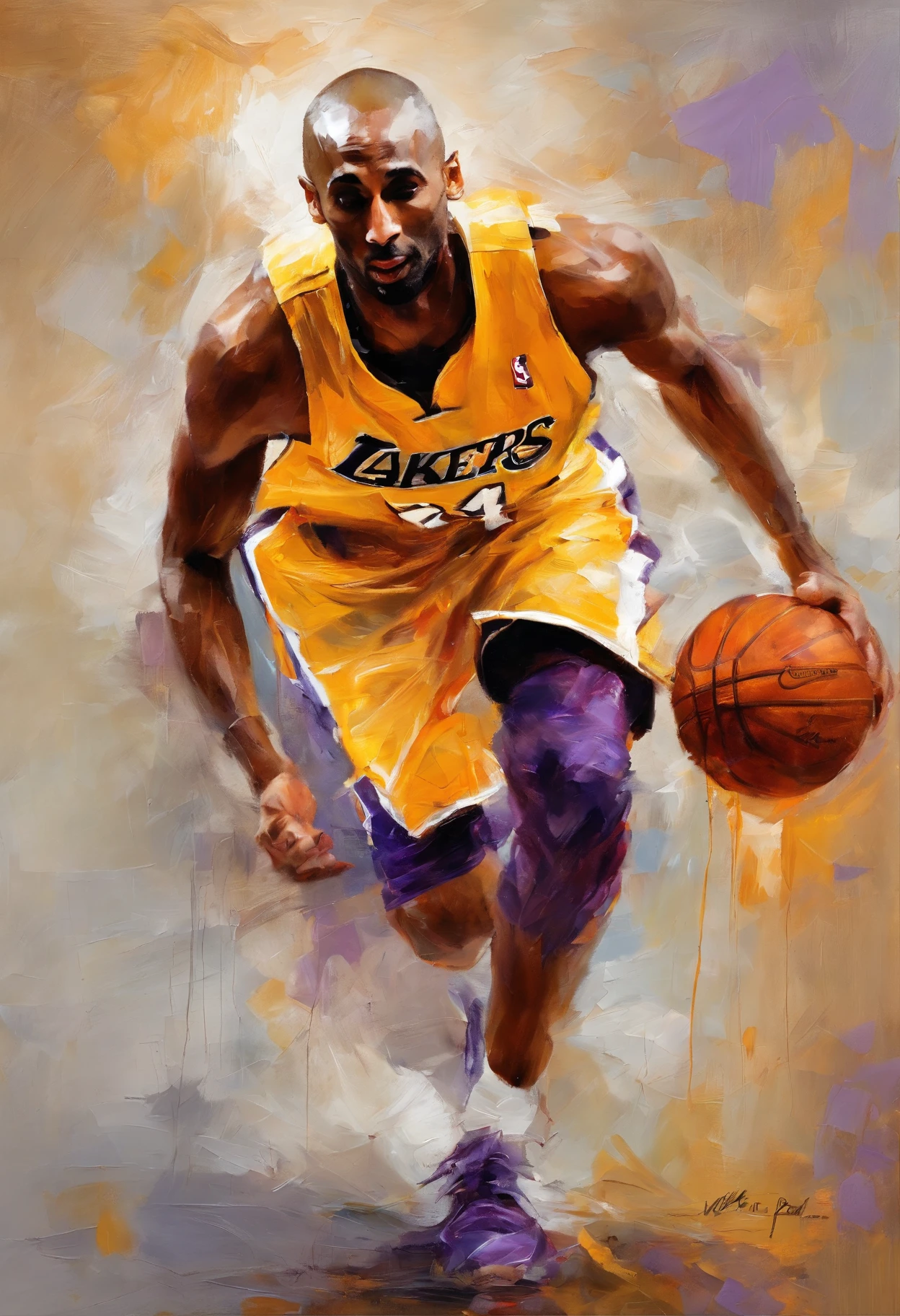 Kobe Bryant dynamic basketball pose wearing hairy nike shoes