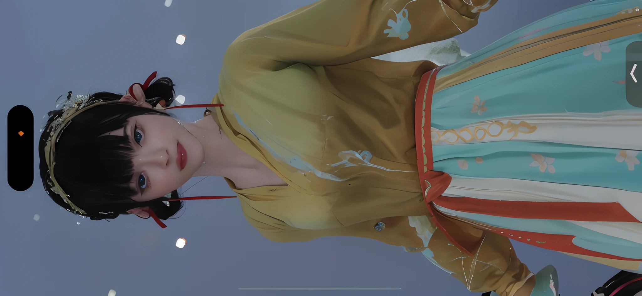 ((Best Quality, 8K, Masterpiece: 1.3)), Sharp: 1.2, Perfect Body Beauty: 1.4, Slim Abs: 1.2, ((Layered Hairstyle, Big Breasts: 1.2)), (Wet White Button Long Shirt: 1.1), (Rain, Street: 1.2), Wet: 1.5, Highly detailed face and skin texture, detailed eyes, double eyelids, side face looking at the camera