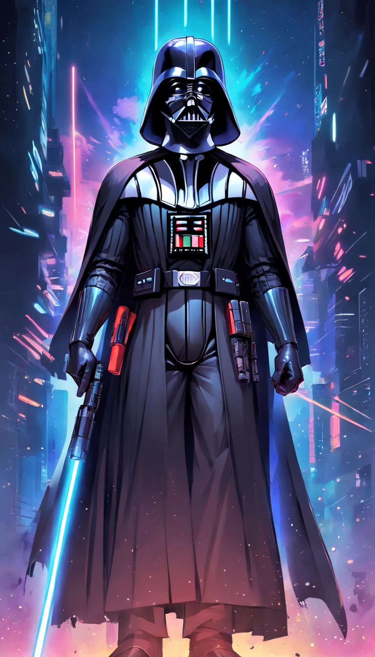 Darth Vader ink painting, Digital illustration, Comic strip style, aquarelle, ArtStation style, conceptual art, 2D illustration, author:Peter Draws, author:Carne Griffith, author:Wadim Kashin, full bodyesbian, Centered,Detailed, smooth, Dynamic pose