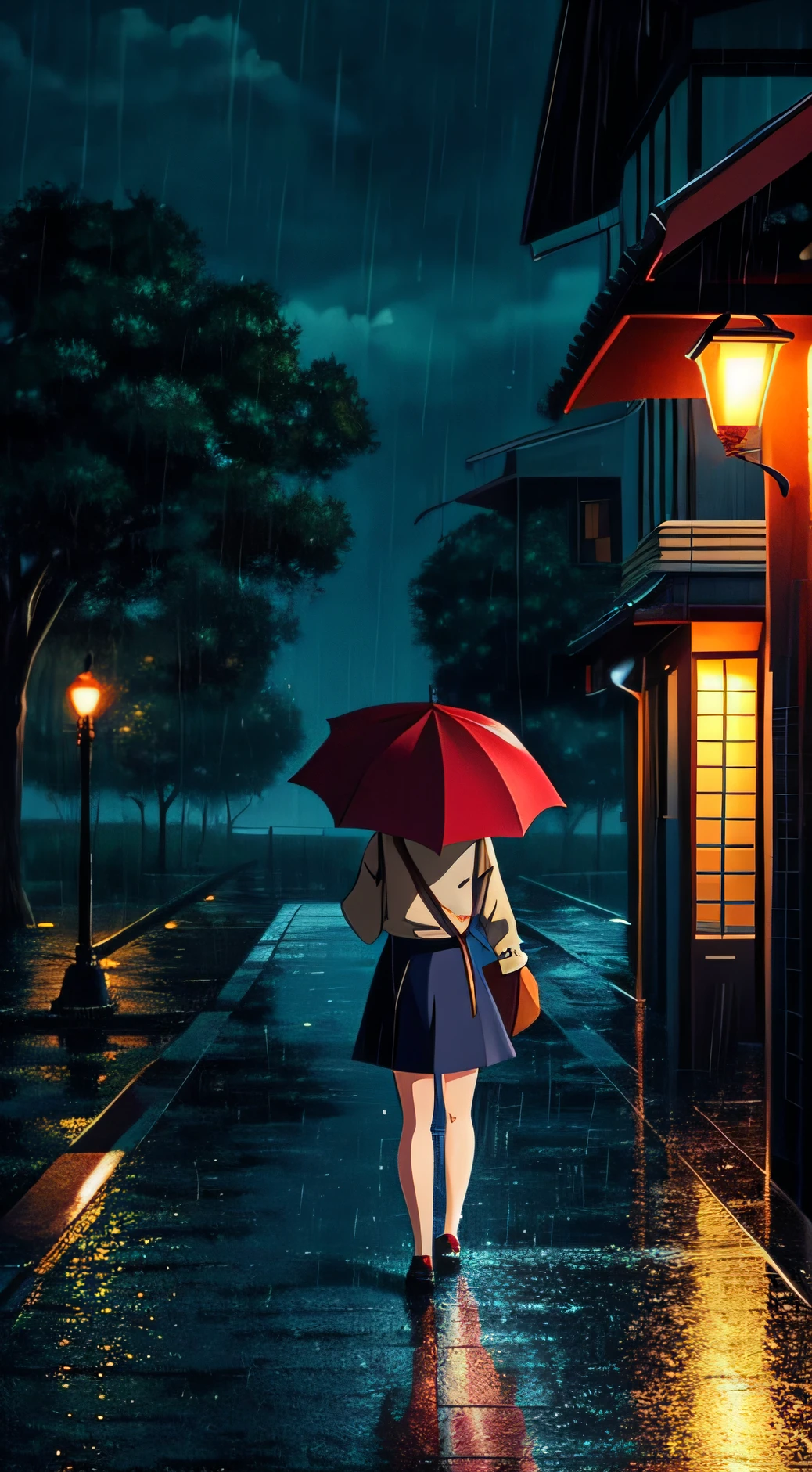 anime, rain