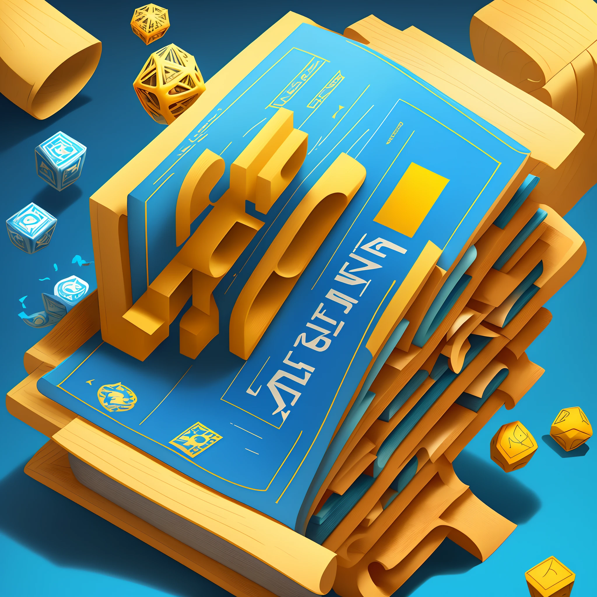 Company logo named "BoardBreeze Entertainment". a design merging elements like a book and a game piece, symbolizing the integration of knowledge and playful learning. Utilize colors like blue to convey trust and yellow to infuse fun and creativity. Keep it simple