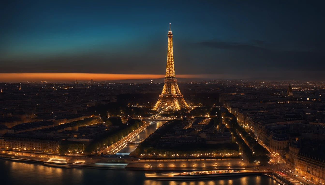 (best quality,4k,8k,highres,masterpiece:1.2),ultra-detailed,realistic,night view,eiffel tower,Paris,illuminated,tourist attraction,water reflection,architecture,beautiful lights,romantic atmosphere,city of love,iconic landmark,fine art,photography,famous monument,cityscape,dramatic sky,vibrant colors,streets of Paris,scenic view,nighttime scenery,european destination,travel photography,glowing lights,nighttime adventure,memorable experience,enchanted landscape,world-famous site,nighttime charm,urban beauty,nighttime romance,lighted up,elegant design,luminous,artistic representation,lively night,modern masterpiece,romantic getaway,dreamlike ambiance,magical panorama,serene city night,tower of lights
