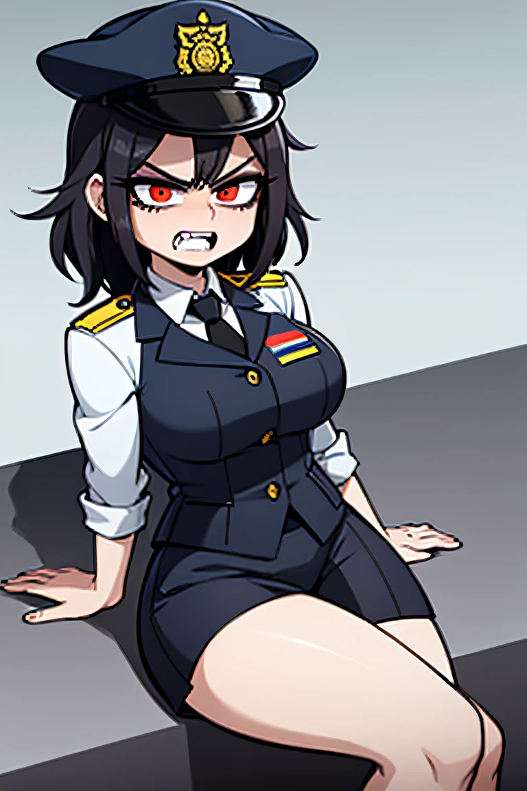 (1 mujer), (angry), (policia), (falda), (uniforme de policia), mujer madura, milf